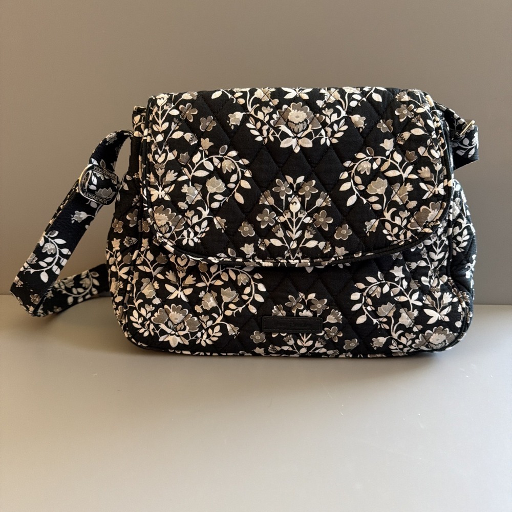 Vera Bradley "Chandelier Noir" Med Shoulder/Crossbody/Messenger Bag Black White